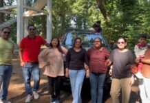 जंगल सफारी के दौरान गोरखपुर से आए पर्यटकों को सड़क पार करता दिखा बंगाल टाइगर, विश्व पटल पर बन रही वीटीआर की पहचान।