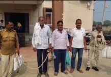 तीन कोर्ट वारंटी को पुलिस ने गिरफ्तार भेजा न्यायालय।