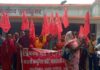 भाकपा (माले) द्वारा प्रखंड मुख्यालय में अपने तीन सूत्री मांगों को लेकर दिया एक दिवसीय धरना।